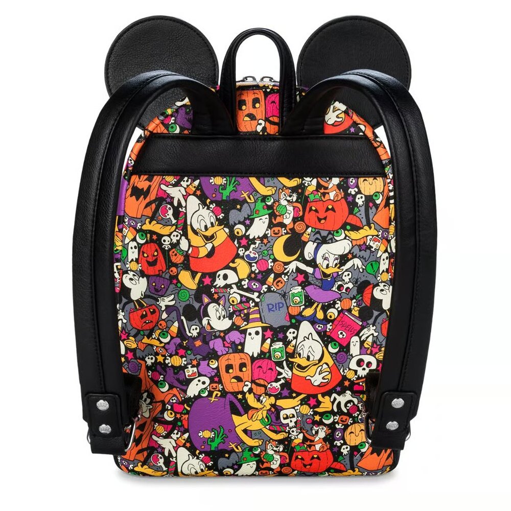 Loungefly Disney Parks Halloween Mickey Ears Mini Backpack Spooky Print NWT - Picture 7 of 15